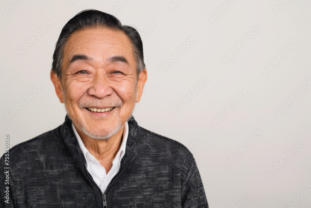 Portrait of old healthy, cheerful handsome Asian senior man smiling and looking at camera with white background. Happy aging society, retirement, teeth, health and senior healthcare concept Portrait of old healthy, cheerful handsome Asian senior man smiling and looking at camera with white background. Happy aging society, retirement, teeth, health and senior healthcare concept