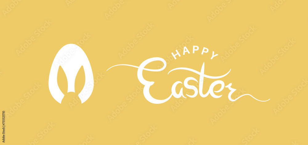 Fototapeta premium Happy Easter banner With egg shape and bunny ears. Vector EPS 10