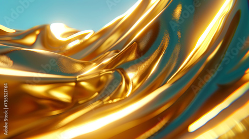 Detailed look at shiny gold material