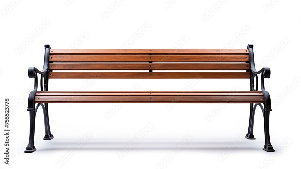 Wooden bench. Park outdoor waiting bench isolated on a white background. Wooden bench. Park outdoor waiting bench isolated on a white background.