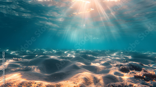 Sunlight penetrating the surface of a clear ocean background photo