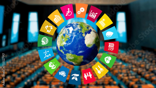 International conference concept. Sustainable development goals. photo