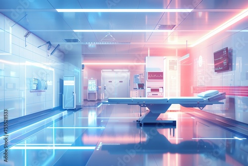 Futuristic hospital room with advanced equipment