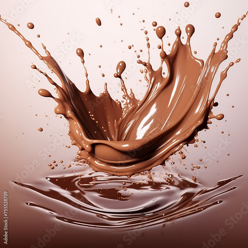 3d photo of splash of chocolate made with generative ai
