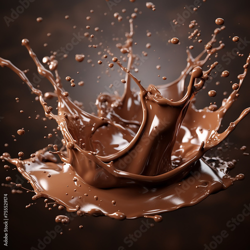 3d photo of splash of chocolate made with generative ai