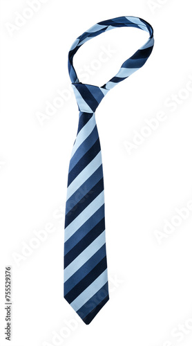Elegant striped tie isolated on white background.