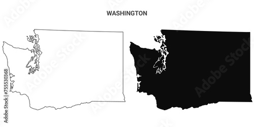 Washington state outline County map set - United States photo