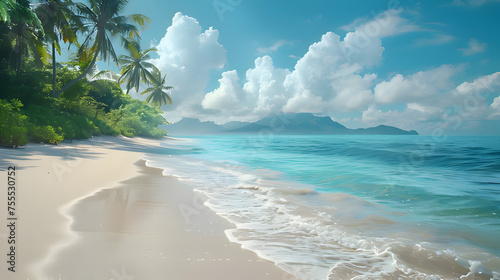 Tropical beach with palm trees