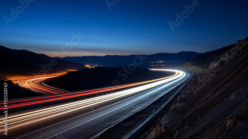 A long exposure photo of a highway at night.  interior © Gefer