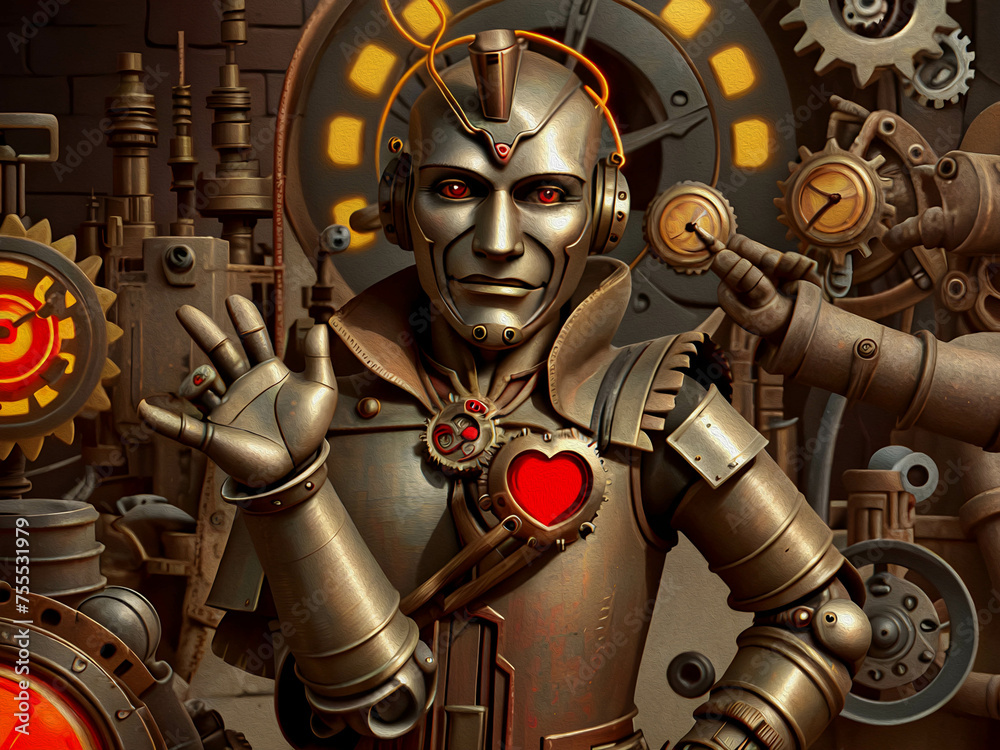 Steampunk Tin Man, Oil Painting