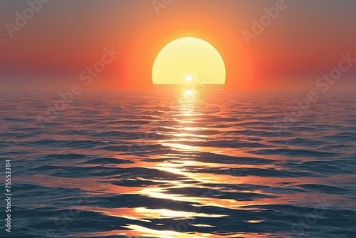 Golden Sunset Reflections on Ocean Waves © Katyam1983