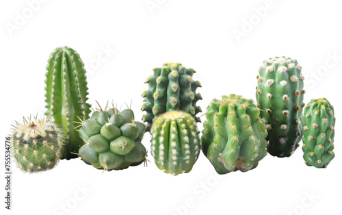 Assorted Cacti Collection Isolated on a Transparent Background