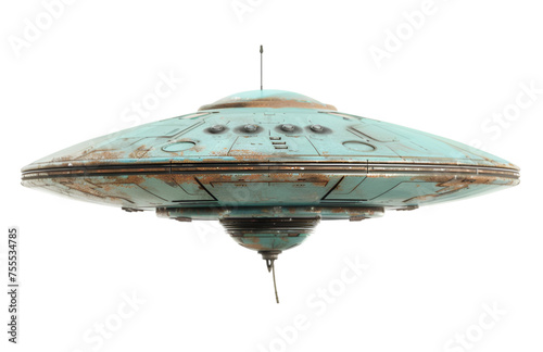 Retro UFO Alien Ship Isolated on a Transparent Background
