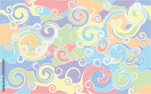 Abstract wave twist pastel color seamless pattern