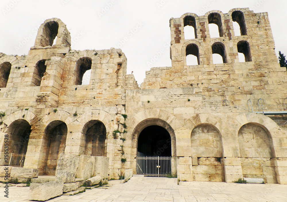 The Entrance to the Odeon of Herodes Atticus Theatre, One of the Oldest and Finest Open-air Theatres in the World, Acropolis of Athens, Greece