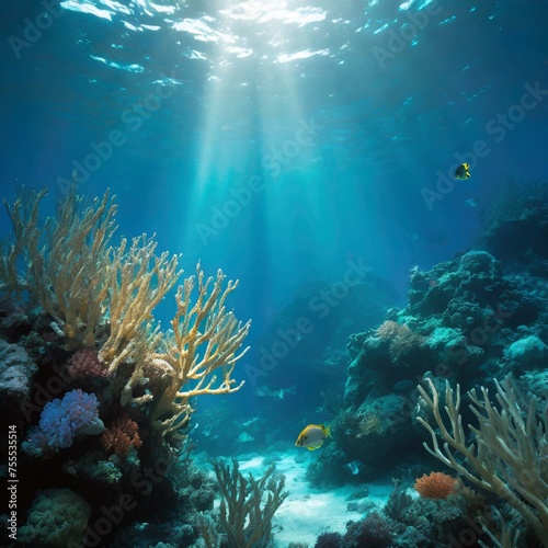 Underwater Dreamscape  A tranquil  underwater scene with soft lighting and marine life.