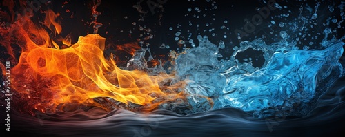 fire and water on black - opposite energy