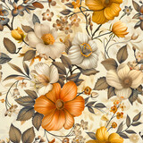 Springtime Blossoms Retro Pattern: Vintage Floral Garden, Captivating Seamless Design, Created using generative AI	