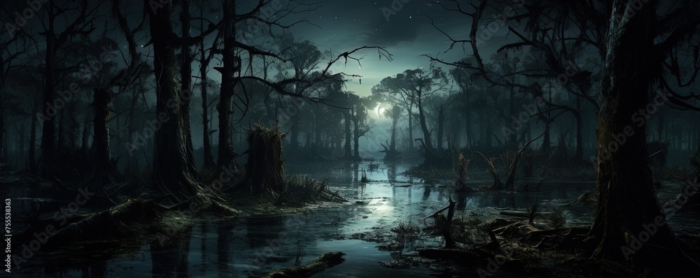 swamp at night