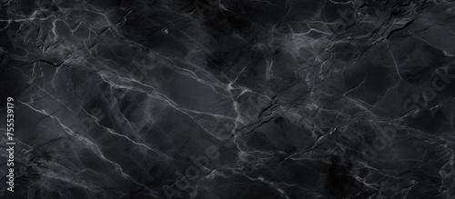 A dark, black marble background with visible texture throughout. The surface showcases intricate patterns and veining characteristic of marble. photo