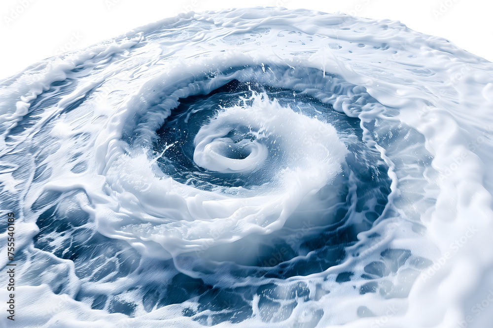 Surreal Blue Water Swirl Close-up - Abstract Aquatic Vortex Concept  - Isolated on White Transparent Background 
