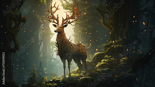 A mythical creature in a magical forest  interior   interior