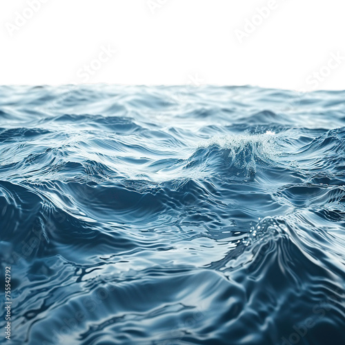 Blue ocean surface isolated on transparent background.