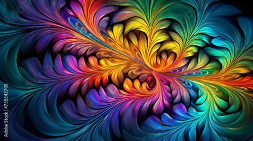 A psychedelic fractal pattern of shifting colors © Hassan