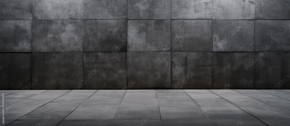 A black and white depiction of an empty room with a concrete floor. The absence of any furniture or decoration creates a stark and minimalistic atmosphere.