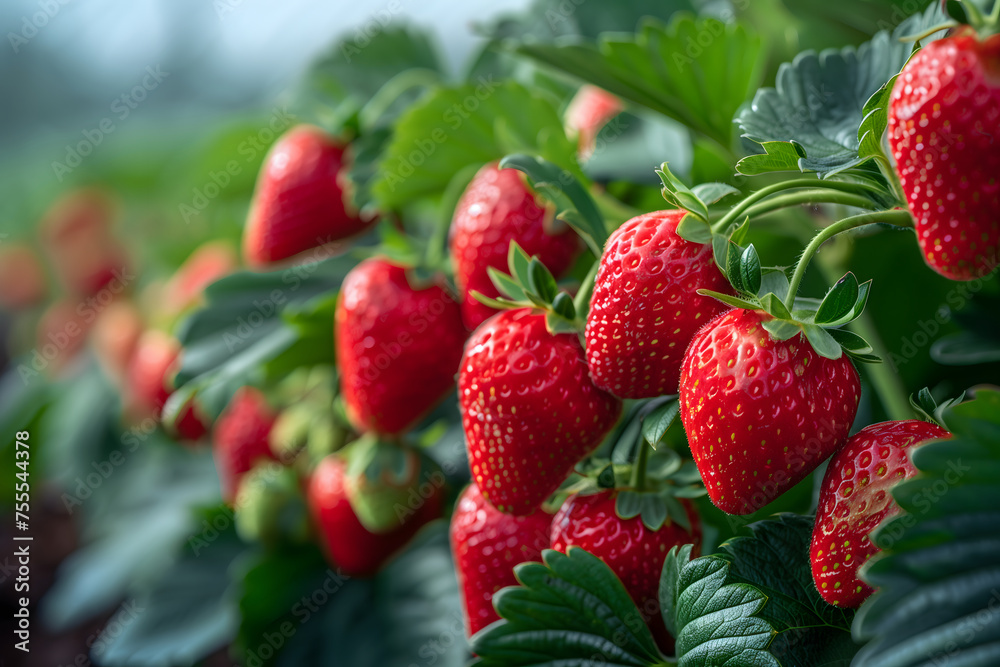 A Close Up of Fresh Strawberries Growing on a Plant A Close Up of Fresh Strawberries Growing on a Plant