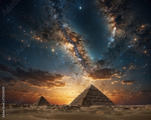The Great Pyramids of Giza and the Milky Way in Egypt