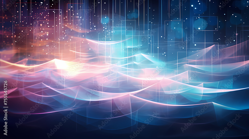 Abstract wavy lines, abstract futuristic background with colorful glowing neon lights Abstract wavy lines, abstract futuristic background with colorful glowing neon lights