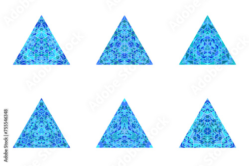 Abstract mosaic triangle shape set - polygonal geometrical geometric vector design element