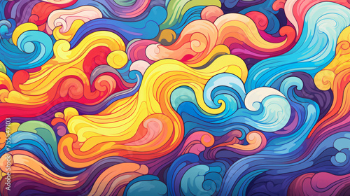 A psychedelic pattern of swirling shapes 