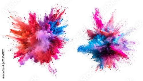 explosions de poudres colorées sur fond transparent photo