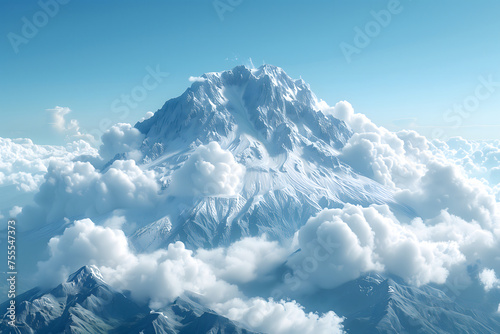 View of the Top of a Mountain in the Clouds