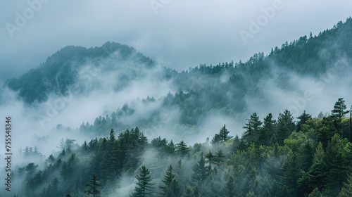 fog in the mountains ai generated high quality images
