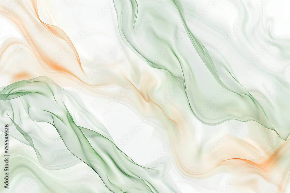 Obraz premium abstract background with a wavy texture in light green, orange and white colors, minimalist style