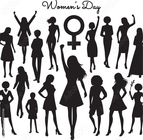 Women's day silhouette vector