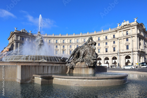 Naiad Fountain on Republic Square in Rome, Italy