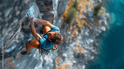Aerial views capturing the thrill of rock climbing background