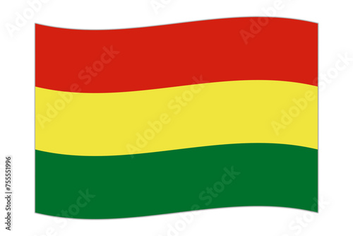 Waving flag of the country Bolivia. Vector illustration.