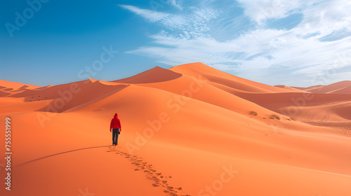 lone camel caravan making its way through the dunes background photo