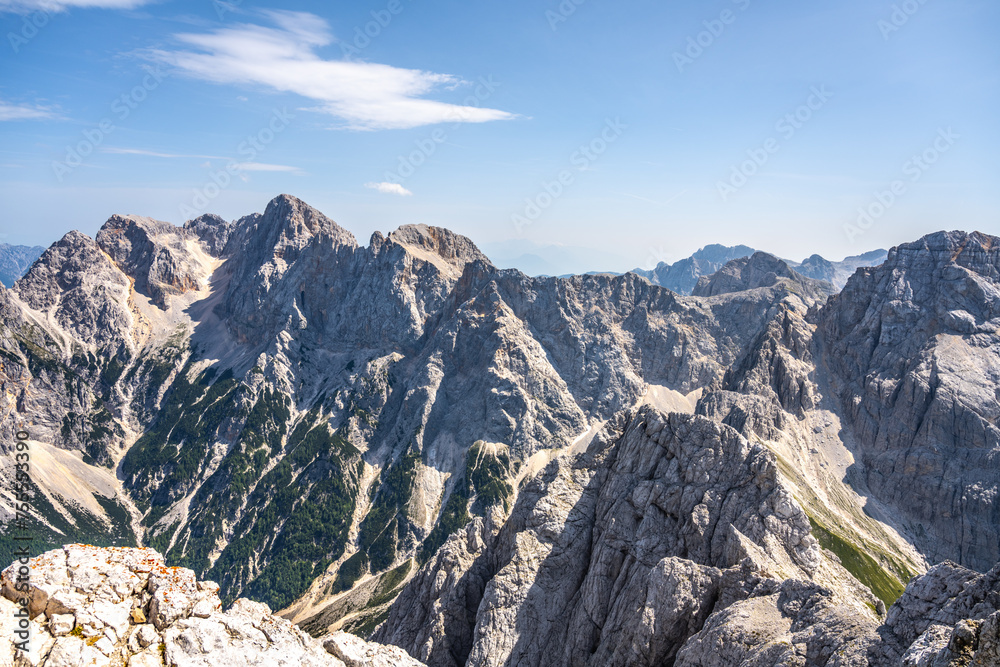 Skrlatica Mountain. Sunny day in Triglav National Park, Julian Alps, Slovenia