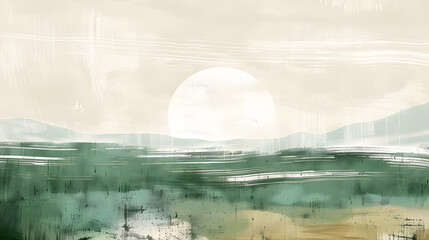 Deken met foto Japandi stijl Abstract japandi design painting background art illustration - Mint green white beige texture, minimalist japanese scandinavian style  © Prasanth
