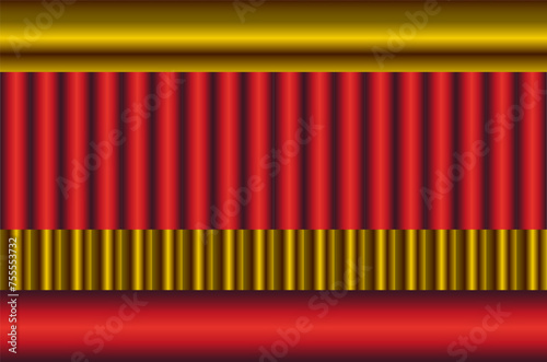 Illustration of luxurious red and gold theater curtains, evoking anticipation for a grand stage performance or elegant event.