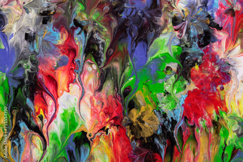 Abstract background, acrylic, fluid art painting, colorful patterns, lines