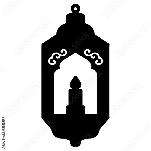 Black silhouette Lantern Vector Design. Middle Eastern Islamic Arabic Lantern Symbol Icon, religious antique traditional lamp, vintage kerosene chandelier