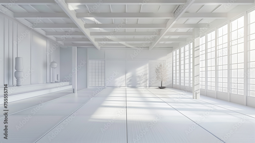 Pure Space: Detailed Illustration of a White Dojo