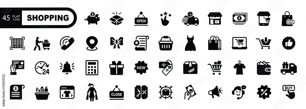 Shopping  icons set.  Vector illustration.
